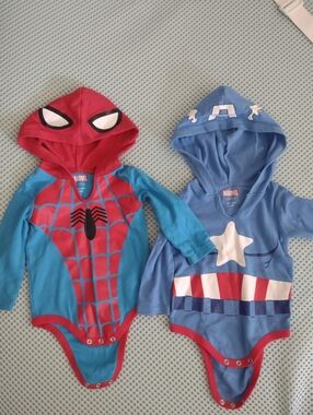Marvel Baby Spider-Man & Captain America Hooded Onesies Bodysuit